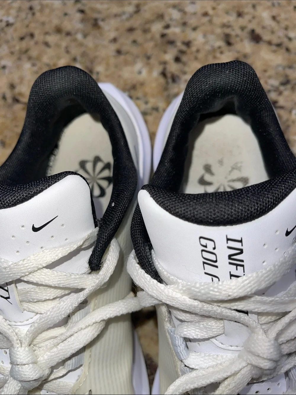 Nike Infinity G NN Golf White and Black Golf Shoes - Subtle Striped Upper
